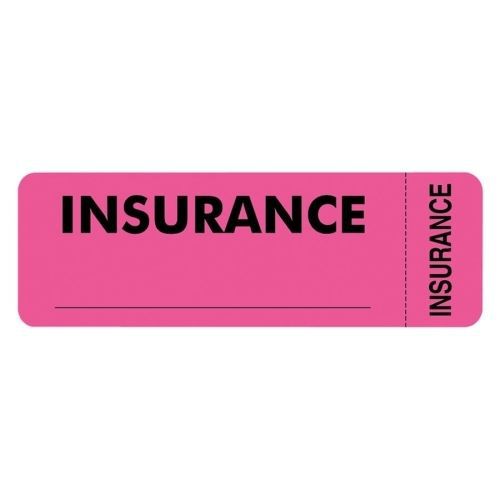 Tabbies Insurance Label - 3&#034; Width x 1&#034; Length - 250 / Roll - 250/Roll - Pink