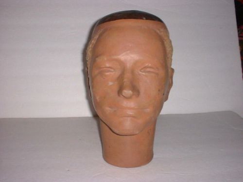 Vintage mannequin man&#039;s head hat holder marked size 7 1/8 bald painted skull cap for sale