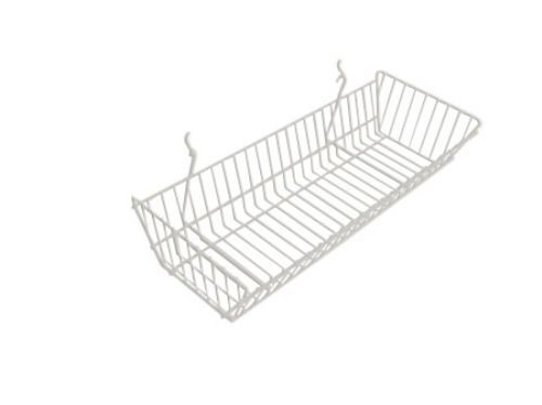 NEW CASE OF 6 SLATWALL OR GRID BASKET 24&#034;x10&#034;x5&#034; WHITE