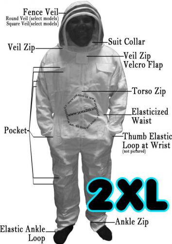 White full bee suit pest control animal handling beekeeping beekeeper suit [2xl] for sale