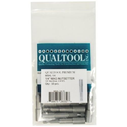 Qualtool premium mshl1/4-10 magnetic 1/4-inch hex long nutsetter, 10-pack new for sale