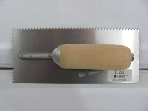 New kraft tools tl359 1/4 &#034; x 3/16 &#034; notch trowel for concrete with wood handle for sale