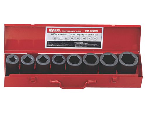 9PC 1&#034; Dr. Metric Deep Impact Socket Set