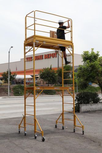 12 Feet Standing High Scaffold Rolling Tower with 2 Huatch Decks Guard Rail CBM