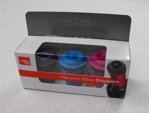 3 Piece NEON VACUVIN STOPPERS Wine Cork Vacu Vin Wine Preserver Saver FREE SHIP