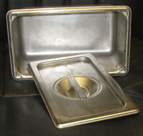 Vollrath super pan 2 stainless 4&#034; deep w/lid used 3 qts steam table pan for sale