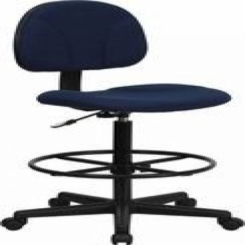 Flash Furniture BT-659-NVY-GG Navy Blue Patterned Fabric Ergonomic Drafting Stoo