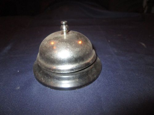 Vintage Silver &amp; Black Metal table bell restaurant bell ringer works 3 1/4 inch