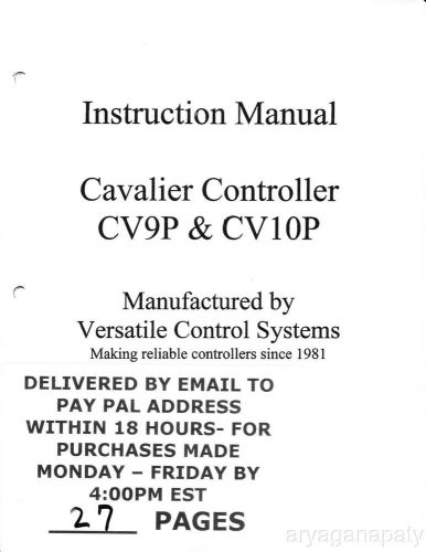Cavalier Controller CV9 &amp; CV10P Instruction Manual PDF sent by email