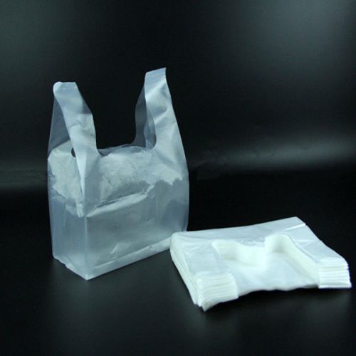 100x strong white vest style plastic carrier doggy bags kitchen 11.2&#034;*7.1&#034;*7.5&#039;&#039; for sale