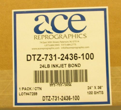 24 Lbs Inkjet Bond Plotter Paper 24x36 100 Sheets