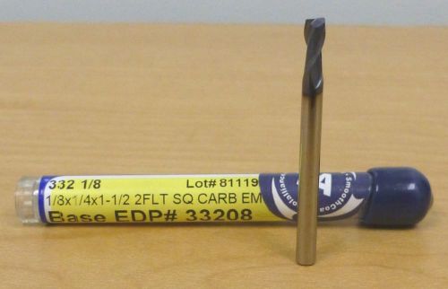 ULTRA Carbide Sq End Mill, 2 Flt, 1/8&#034; Dia, 1/4&#034; LOC 1-1/2&#034; OAL 33208TA, Surplus