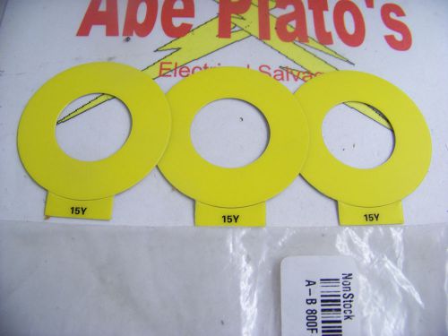 Allen Bradley Legend Plate 800F-15Y yellow round package of 3, sticker