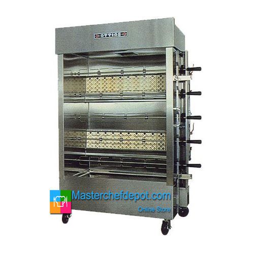 New Attias 2BK-5SP Seven Spit Gas Rotisserie Oven 20 Chicken Capacity