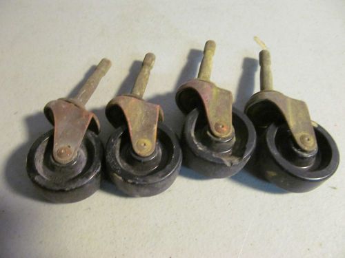 Vintage Swivel Furniture Casters 1 1/2&#034; Bakelite Wheels Antique Steampunk