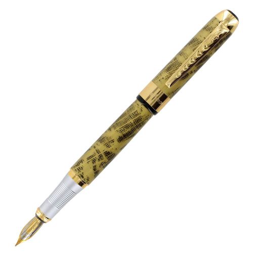 JinHao 250 Golden Yellow Blend Gold Trim Fountain Pen - Medium