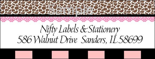 CHEETA PINK LACE &amp; BLACK &amp; PINK STRIPES #57 ~ LASER RETURN ADDRESS LABELS