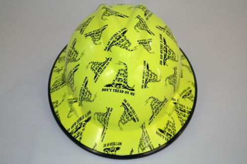 New Custom MSA V-Gard (Full Brim) Hard Hat W/Fas-Trac Ratchet Don&#039;t Tread on Me