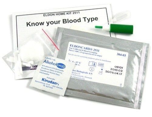 (10) eldoncard blood type test kit a ab b o rh typing testing kits eldon card for sale