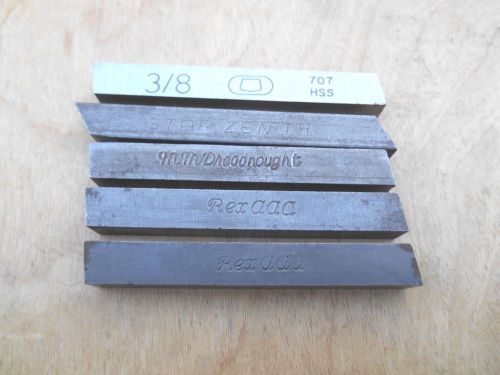 LATHE TOOL BITS HS  , 3/8&#034; x 3/8&#034; x 3&#034; , REX,STAR ZENITH, DREADNOUGHT , LOT OF 5