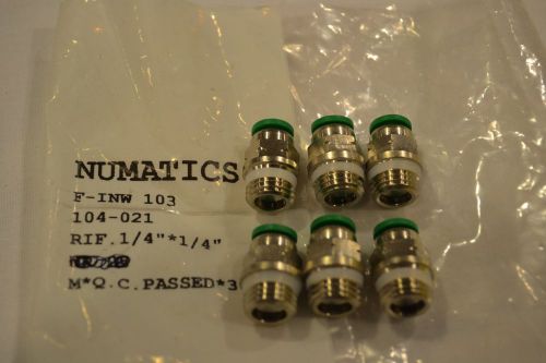 6 NUMATICS PTC PUSH TO CONNECT MALE STRAIGHT FITTING INW103 104 021 1/4 X 1/4NPT