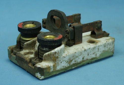 Antique OLD TEM CO FUSED ENTRANCE BREAKER CERAMIC PORCELAIN DOUBLE FUSE BREAKER