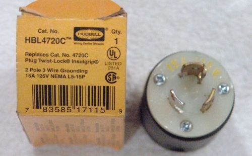 NIB HUBBELL HBL 4720C 15 AMP 125V TWIST-LOCK PLUG