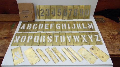 Vtg. 2&#034; - 45Pc. Lockedge Adjustable Brass Marking Stencil Set Alphabet &amp; Numbers