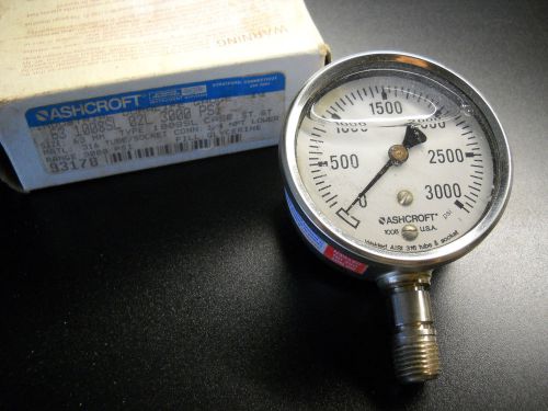 ASHCROFT 1008SL  DURALIFE LIQUID FILLED PRESSURE GAUGE 0-3000 PSI NEW IN BOX