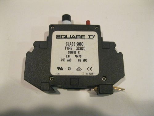 SQUARE D  TYPE GCB20 CIRCUIT BREAKER, 2.0 AMP, 250 VAC, CIRCUIT PROTECTOR