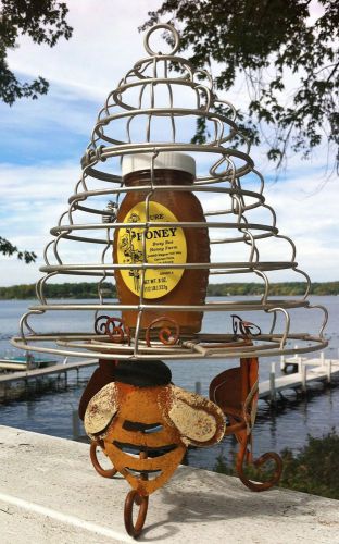 WIRE BEE HIVE (HONEY) HOLDER Hinged Top CHAIR  DISPLAY