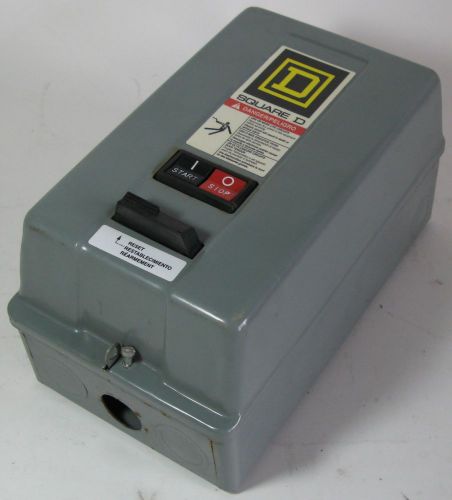 Square d enclosed 3-phase size 0 starter w/ olr 480vac coil 8536sbg2v06a usg for sale