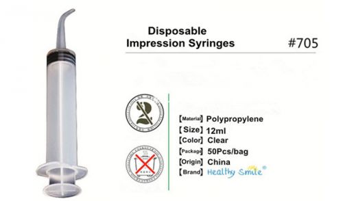 10Pcs Irrigation Syringe Curved Tip Dental Disposable Impression Syringes 12ml