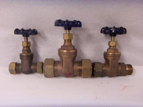 Lot of 3 New Studer Gate Valves 1/2&#034;, 3/4&#034;, 1&#034; 125 S 200 WOG AO