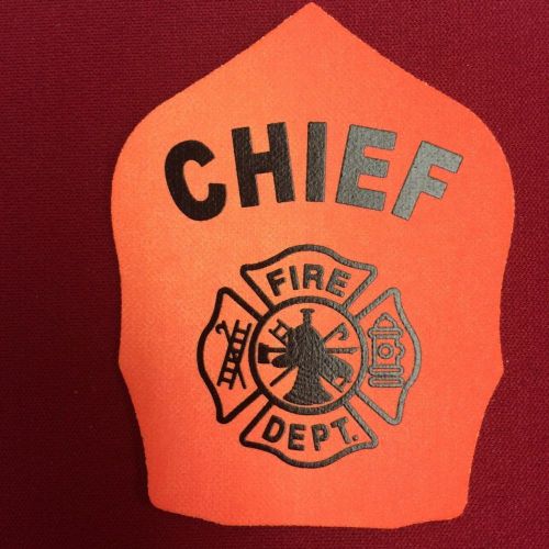 3M FLUORESCENT ORANGE FIREFIGHTER CHIEF SHIELD STICKER FOR YOUR HELMENT 3X2 INCH