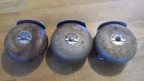 Vintage Lot of 3 SIMPLEX BELLS Fire, School Industrial STEAMPUNK 6&#034;