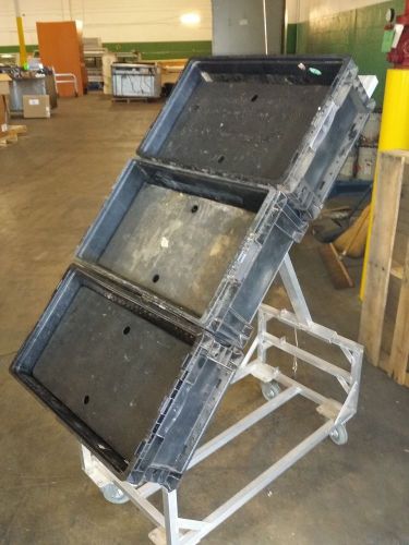 ALUMINUM SLANTED PRODUCE CARTS WITH 3 CRATES