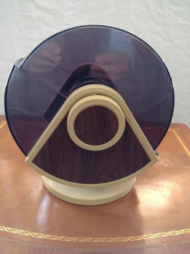 Vintage rolodex card file rotary swivel sw-24c faux wood, beige, smoked cover for sale
