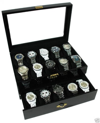 20 wrist watch black jewelry display glass top case for sale