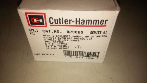 Cutler hammer b230bg new in box 30a 600v 2p nema 1 manual motor sw see pics #a46 for sale
