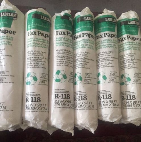 6 Rolls Of Labelon Thermal Fax Paper 8.5&#034;x98ft R-118 No Box