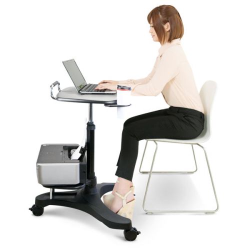 Sit/Stand Mobile Laptop Workstation w/Shelf