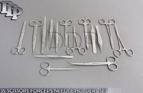 35 SCISSORS FORCEPS NEEDLE HOLDERS SURGICAL DENTAL KIT