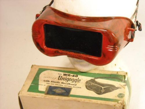 VINTAGE JACKSON UNIGOGGLE W/ BOX, #5 GREEN, WE-60 STEAMPUNK, RED &amp; BLACK SWIRLS