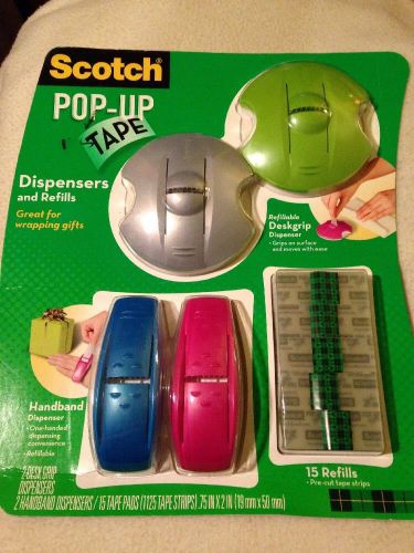 Scotch pop-up tape dispensers, 2 desk, 2 handband, 15 refills=1125 strips new for sale