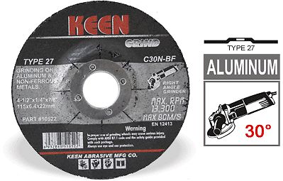 25pcs KEEN 4&#034;x1/4&#034;x5/8&#034; Aluminum &amp; Non-Ferrous Metal Grinding WHEEL  #10512