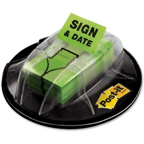 Post-it Message Flags&#034;, Bright Green, 200/Desk Grip Dispenser