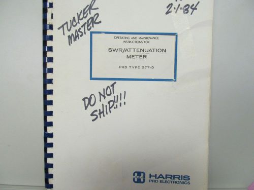 PRD ELECTRONICS 277-D STANDING WAVE AMPLIFIER MANUAL, SCHEMATIC, PARTS LIST