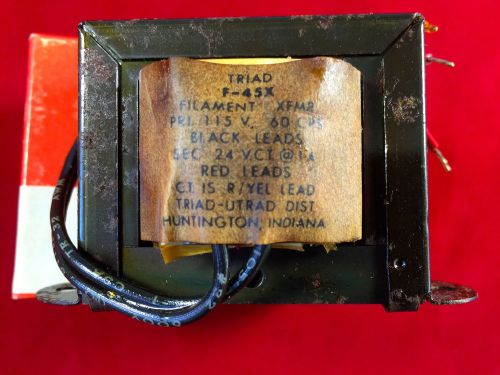 UNUSED TRIAD F-45X FILAMENT TRANSFORMER PRI 115V 60CPS SEC 24V CT @1A Horizontal