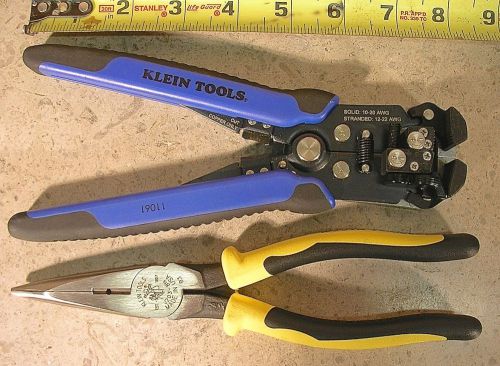 KLEIN TOOLS MODEL No. J203-8N LONG NOSE PLIERS &amp; No. 11061 STRIPPER/CUTTER SET